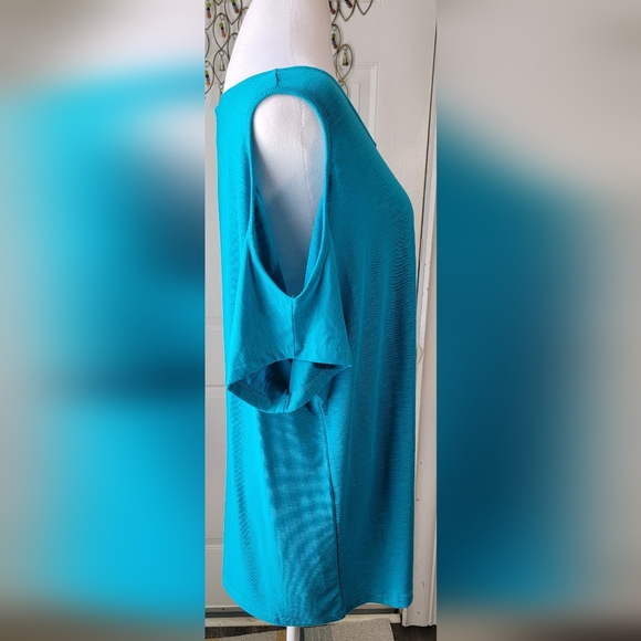 Jones New York Cold Sholder Tee Women's XL Blue w/Silver Accent Soft & Stretchy - Picture 4 of 11